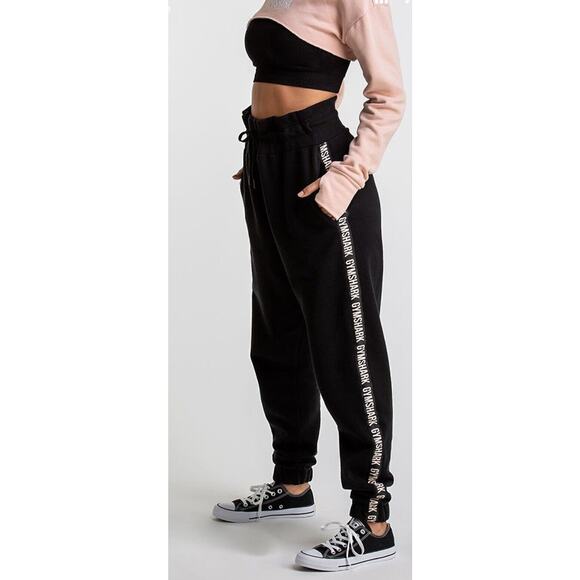 Gymshark Womens Oversized Fit Monogram Fleece Joggers Black Size XS NWT … - Picture 1 of 15
